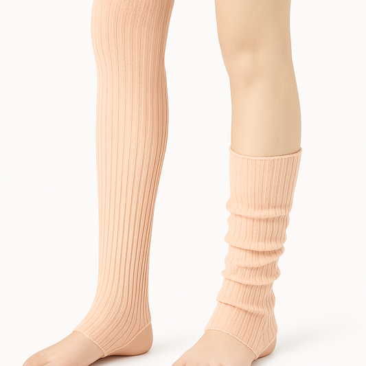 Blush Pink Ribbed Ballet Leg Warmers | Over/Under Heel | Balletcore Dance Accessory